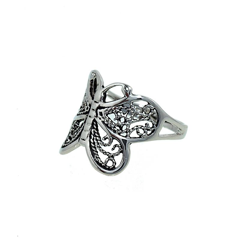 Delicate Filigree Look Butterfly Ring with Antique Finish