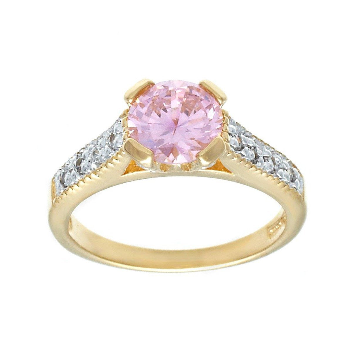 Very Fine Classic Engagement Solitaire Pink Clear Ring | Mint Green Sunflower