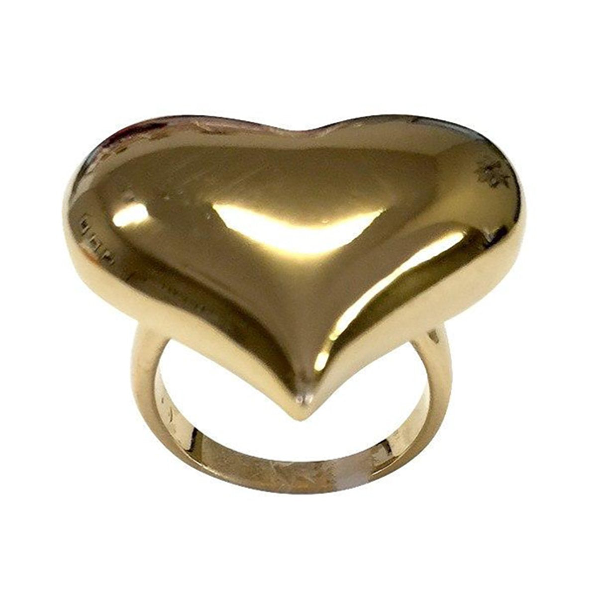 Solid Large Puff Heart Gold Tone Ring