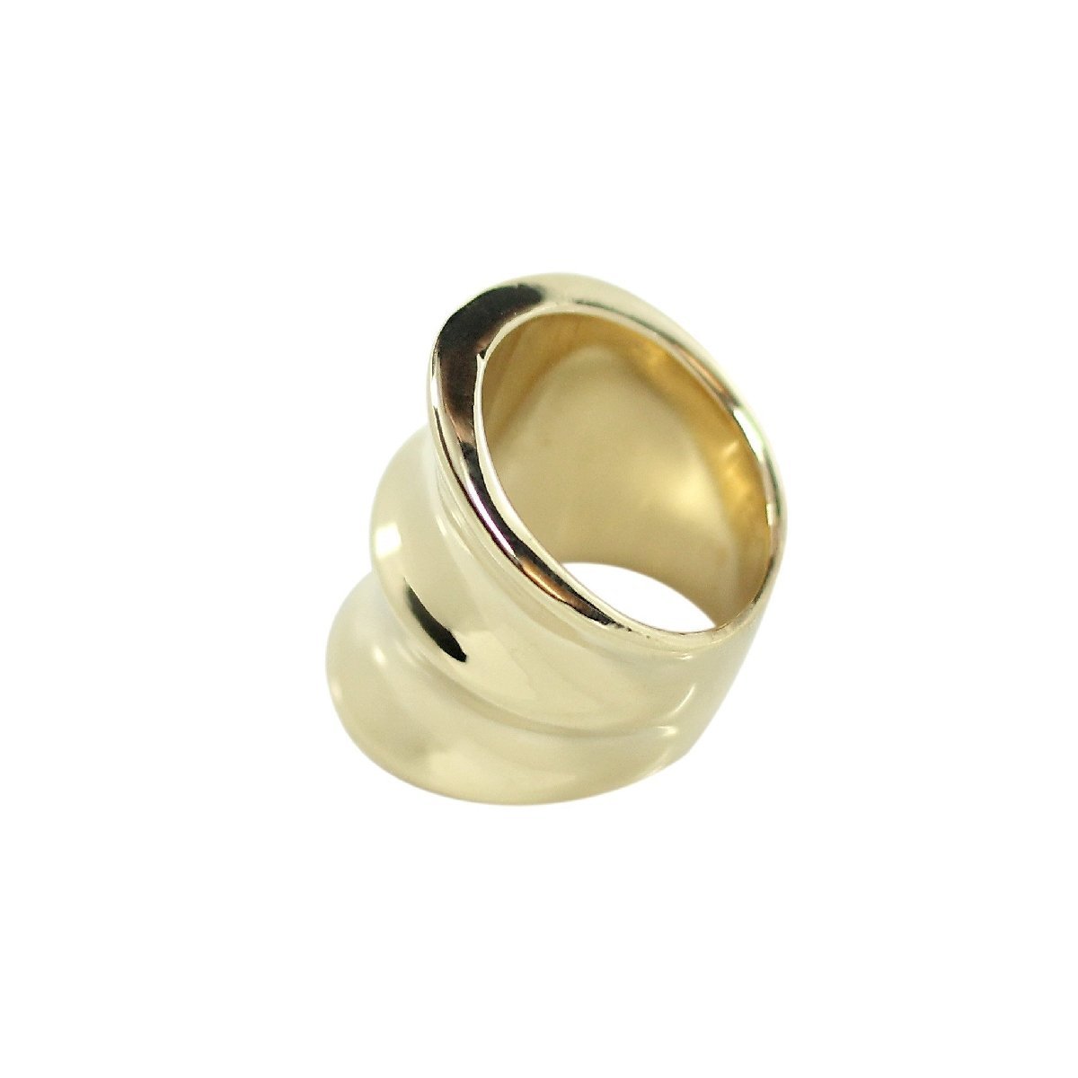 Large Bamboo Inspired Gold Tone Fashion Ring