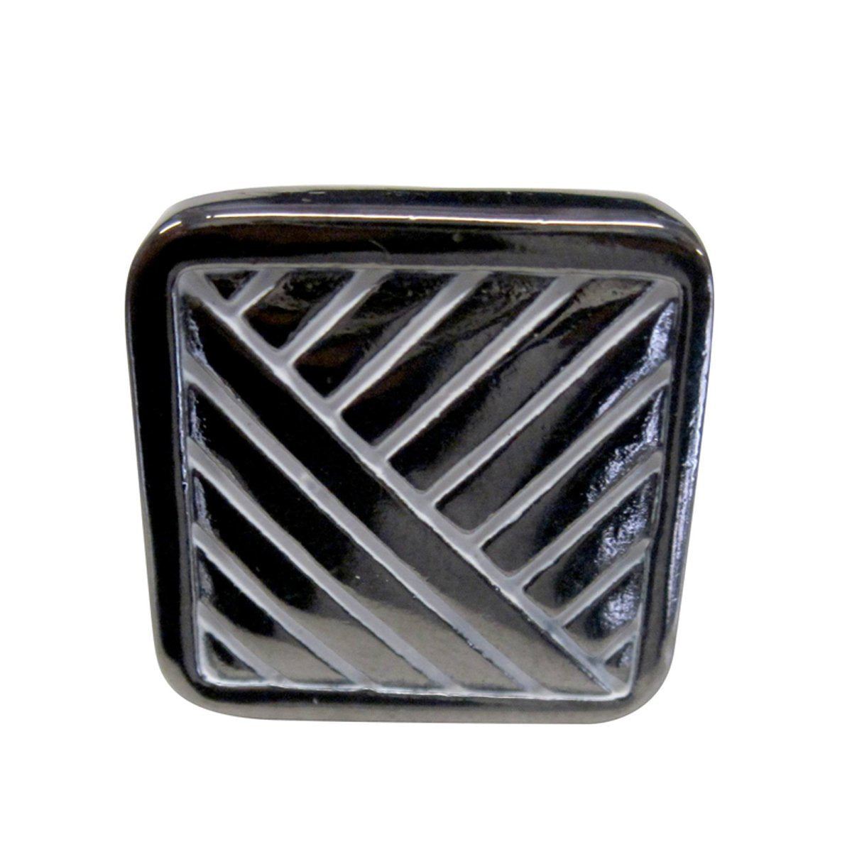 Big Mod Inspired Square Shiny Black Rhodium White Epoxy Ring