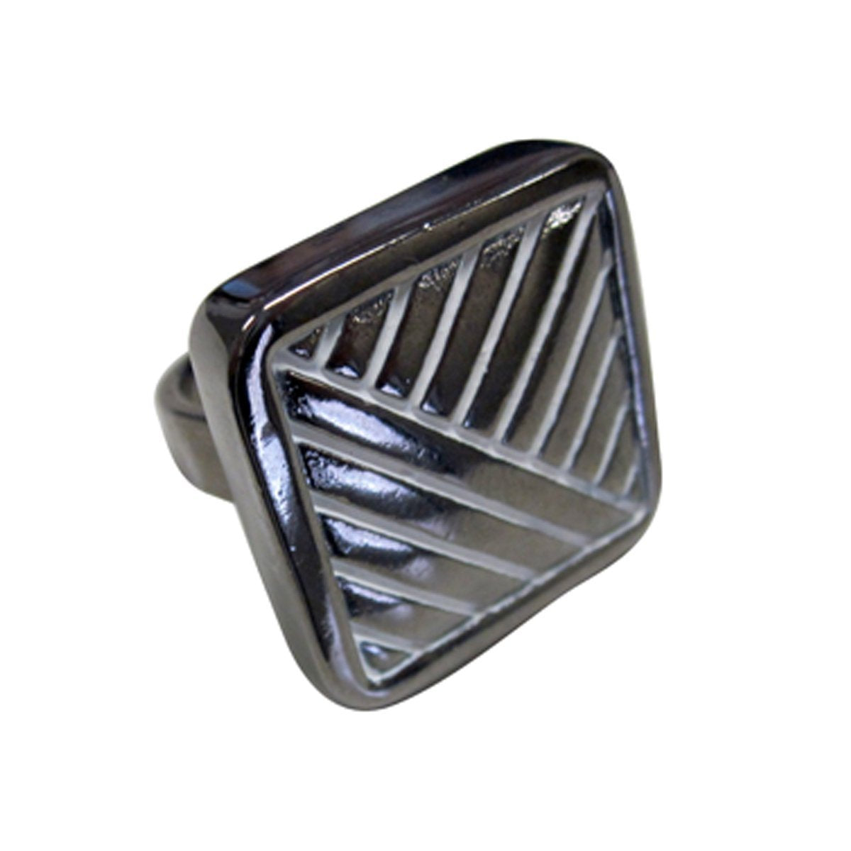 Big Mod Inspired Square Shiny Black Rhodium White Epoxy Ring