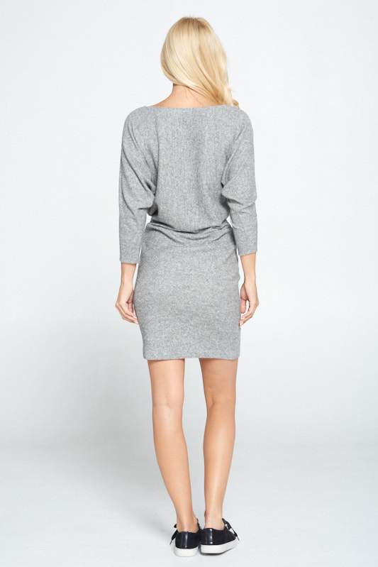 Dolman Sleeve Blouson Knit Bodycon Dress