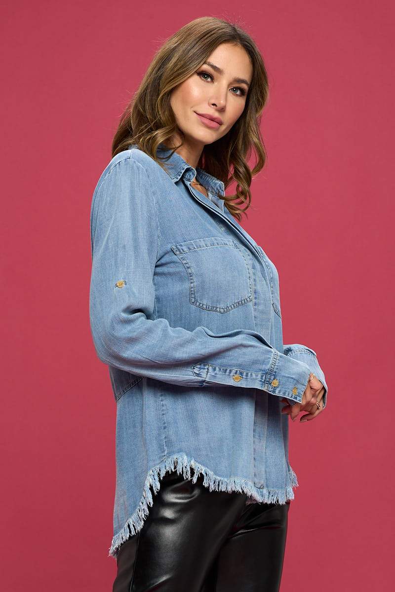 Washed Tencel Light Denim Blouse