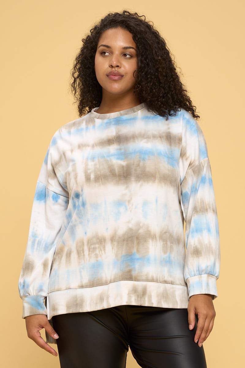 Tie Dye Cotton Fleece Inside Sweatshirt with Side Slits