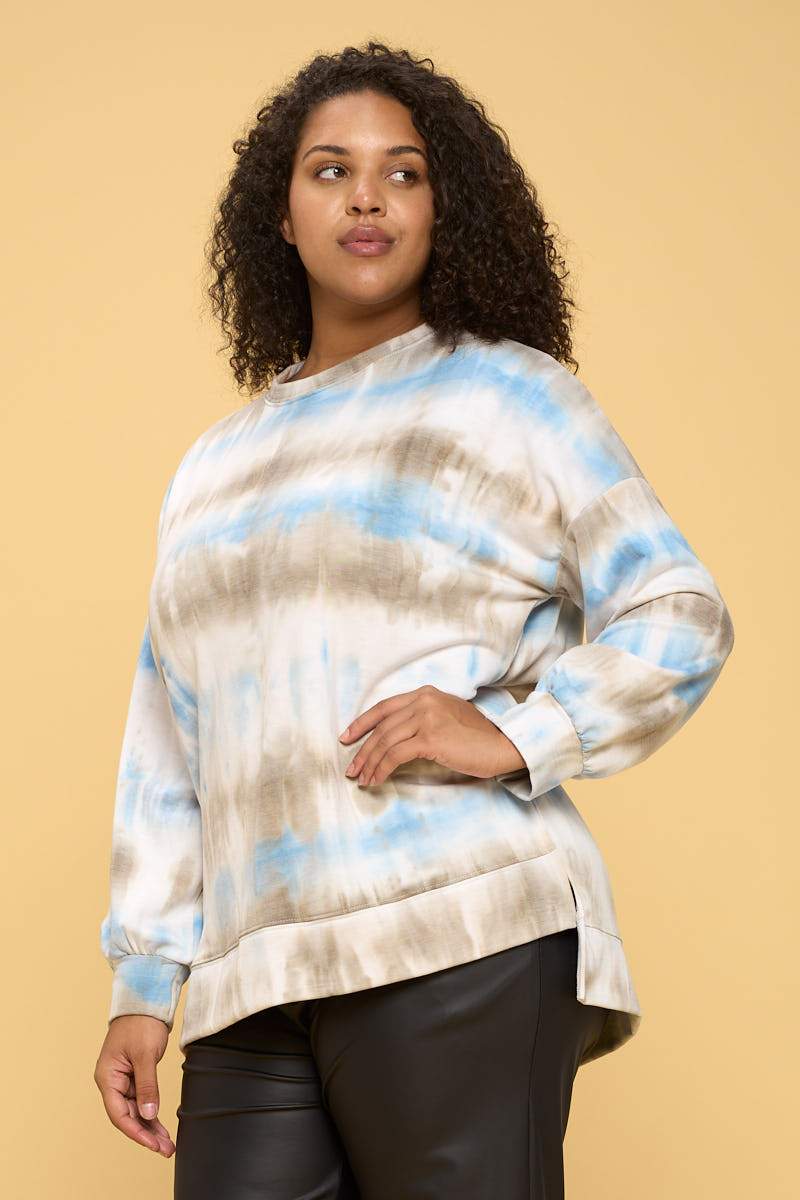 Tie Dye Cotton Fleece Inside Sweatshirt with Side Slits