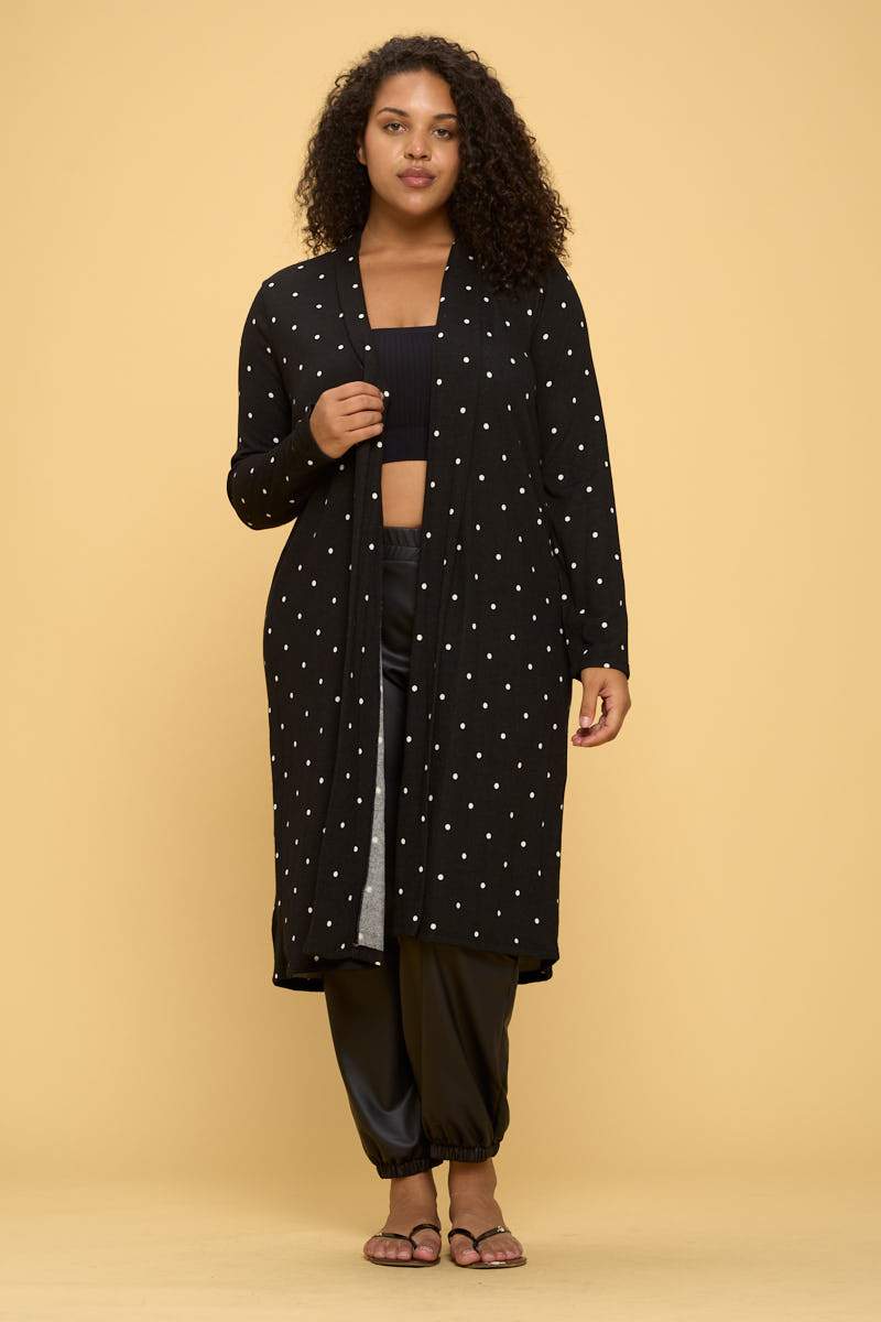 Polka Dot Open Front Cardigan