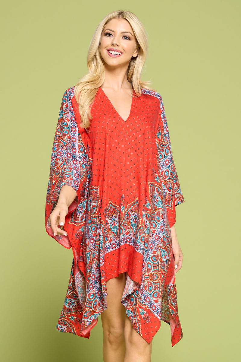 Vibrant Print Caftan | Tan Hephaestus