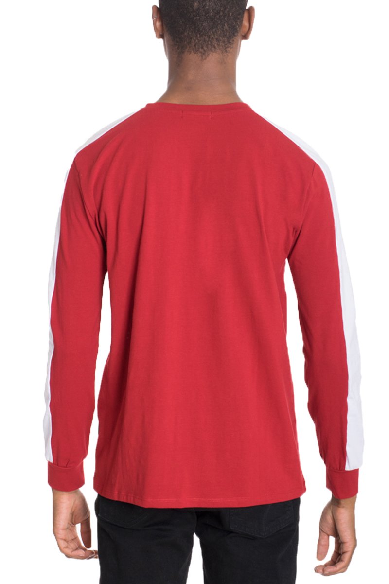 Men's Side Stripe Long Sleeve Red and White