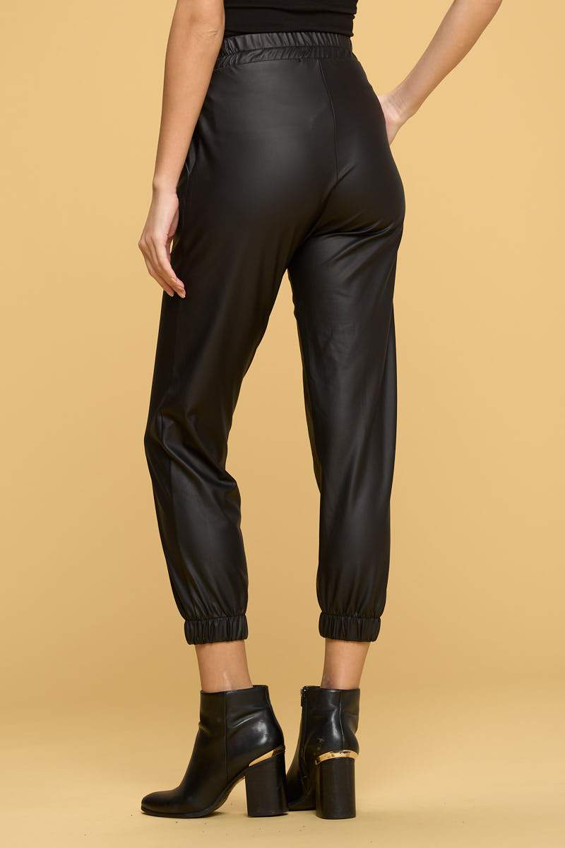 Faux Leather Pants with Pockets