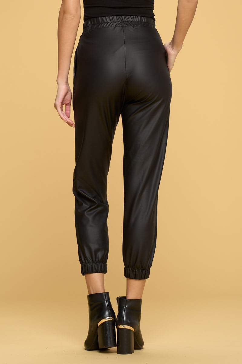 Faux Leather Pants with Pockets