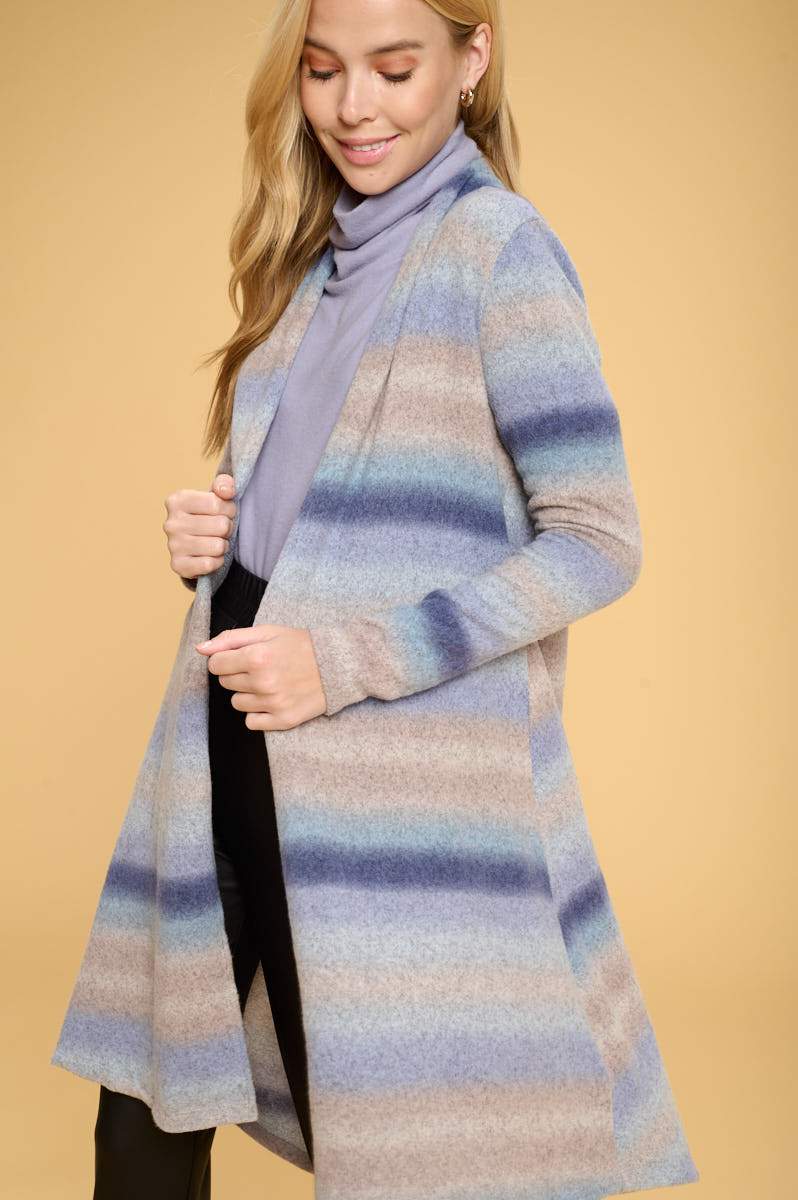 Brushed Ombre Open Front Cardigan