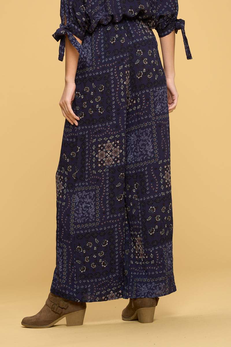 Boho Paisley Print Palazzo Pants