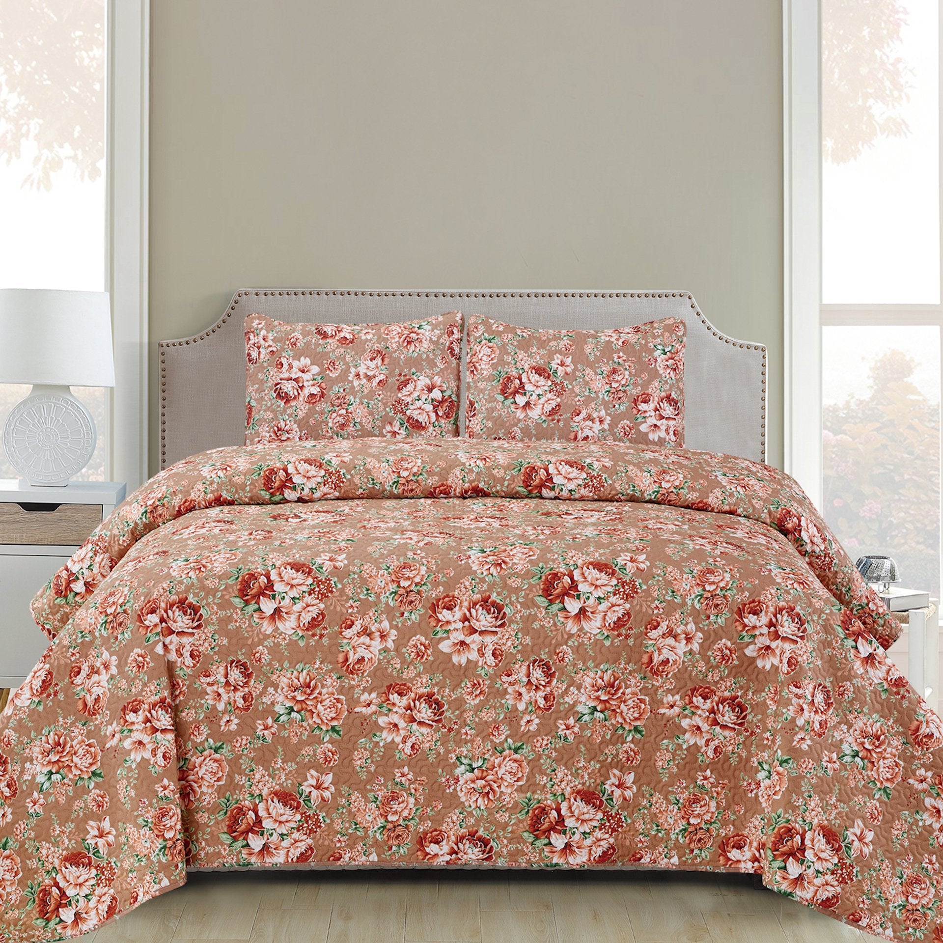 Ruth - 3 Piece Quilt Set - Rust | Azure Zeus