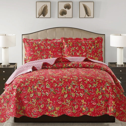 Jennifer 3 Piece Quilt Set - Red