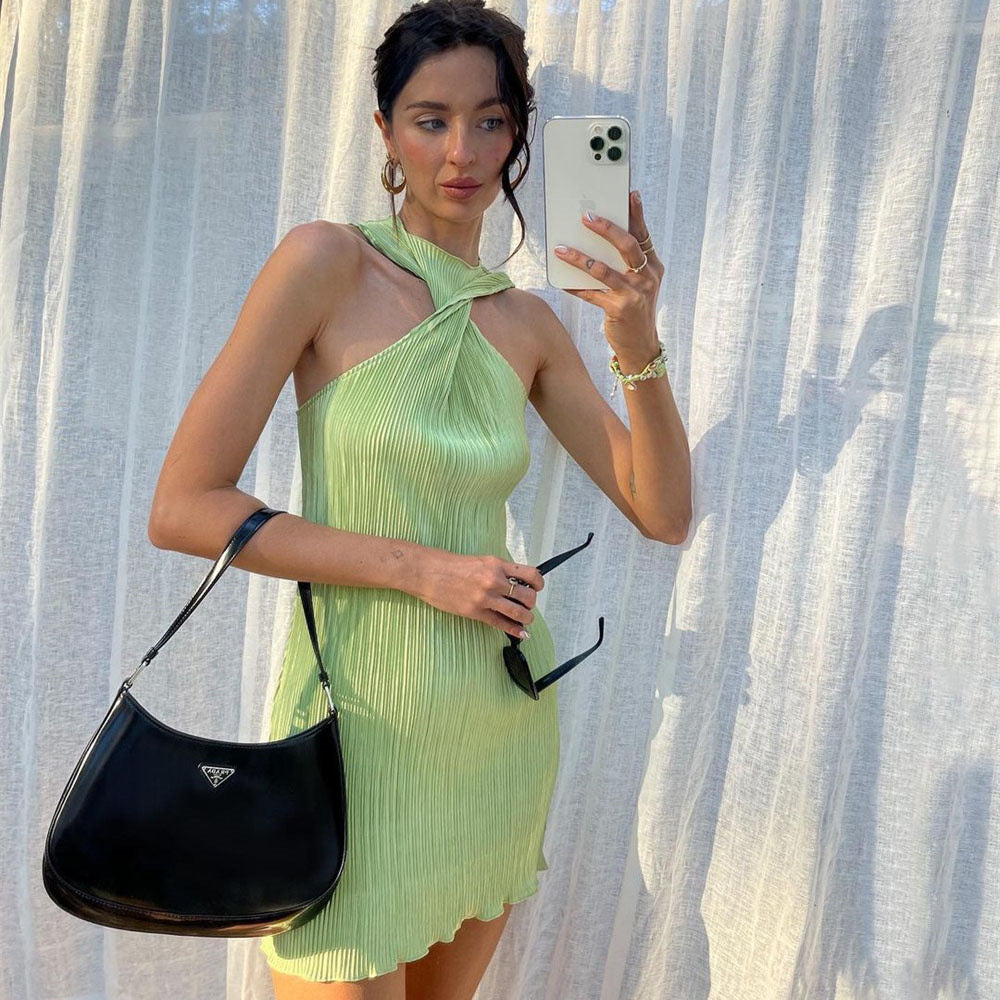 Sexy Off Shoulder Ruched Women Dress Green Dress