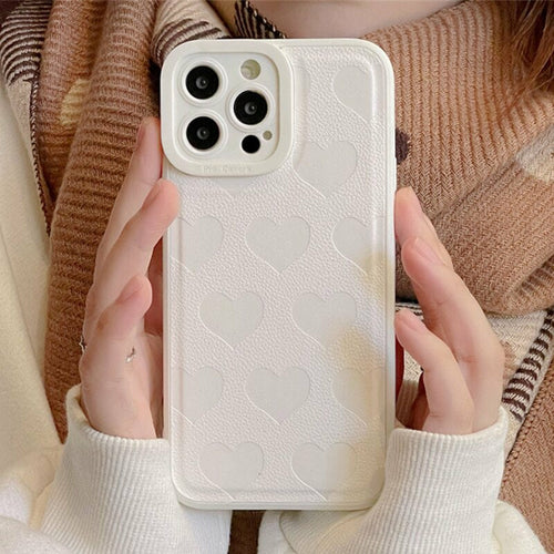 OH Fashion iPhone Case Hearts Vegan Leather Multiple Colors, 1 Count