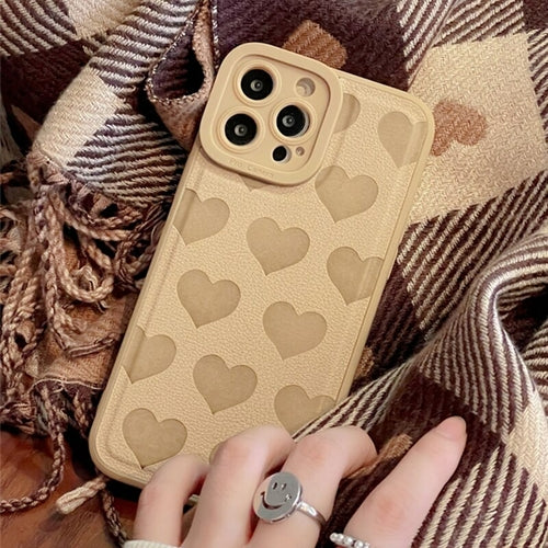 OH Fashion iPhone Case Hearts Vegan Leather Multiple Colors, 1 Count