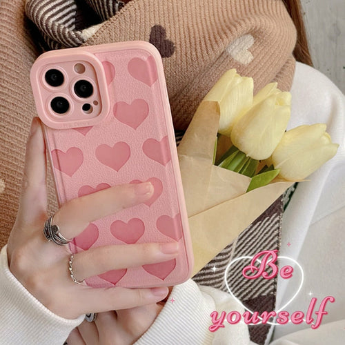 OH Fashion iPhone Case Hearts Vegan Leather Multiple Colors, 1 Count