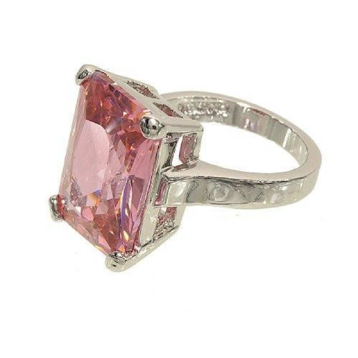 Very Large Pink Single Stone Double Base Setting Ring