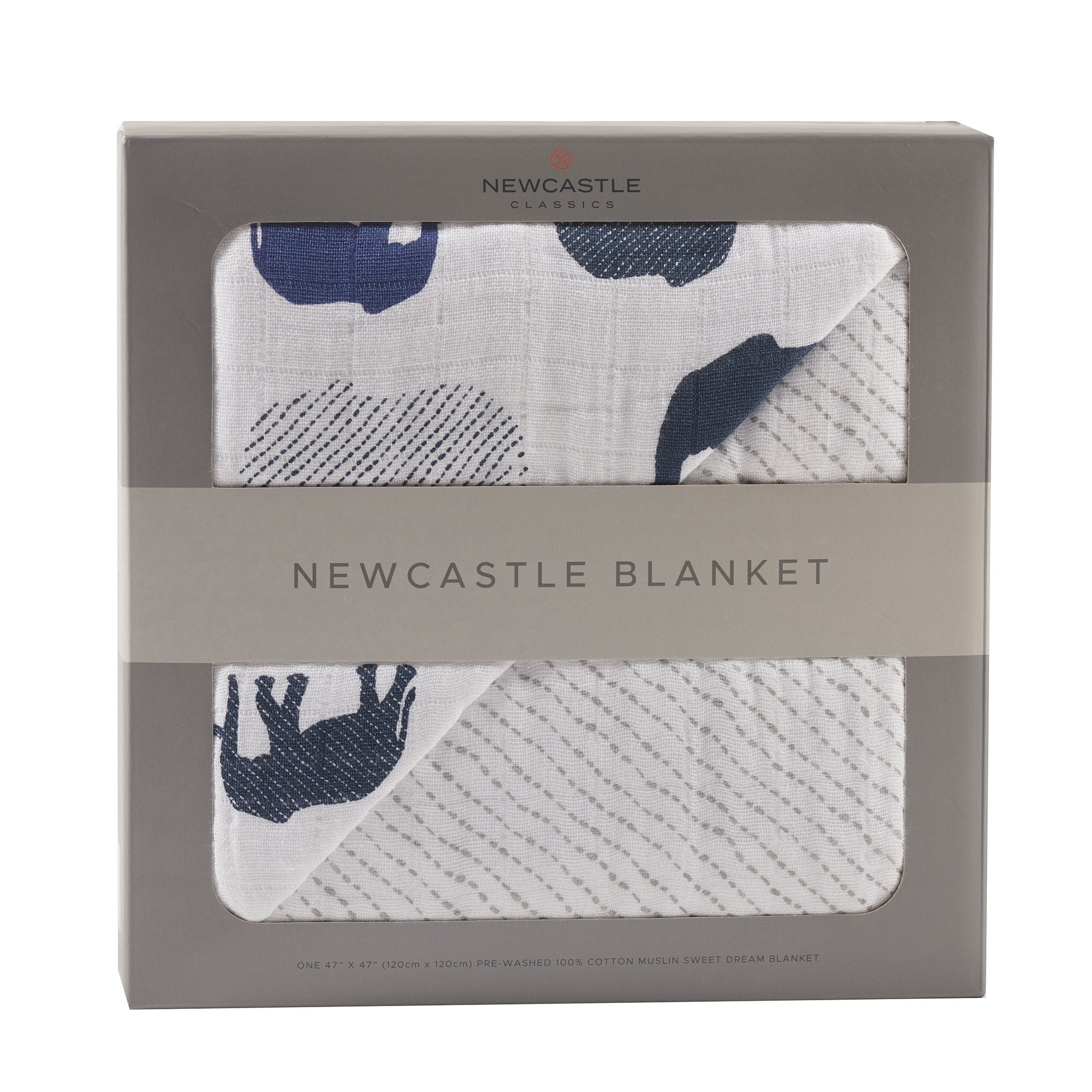 Blue Elephants and Spotted Wave Newcastle Blanket | Lavender Charlie