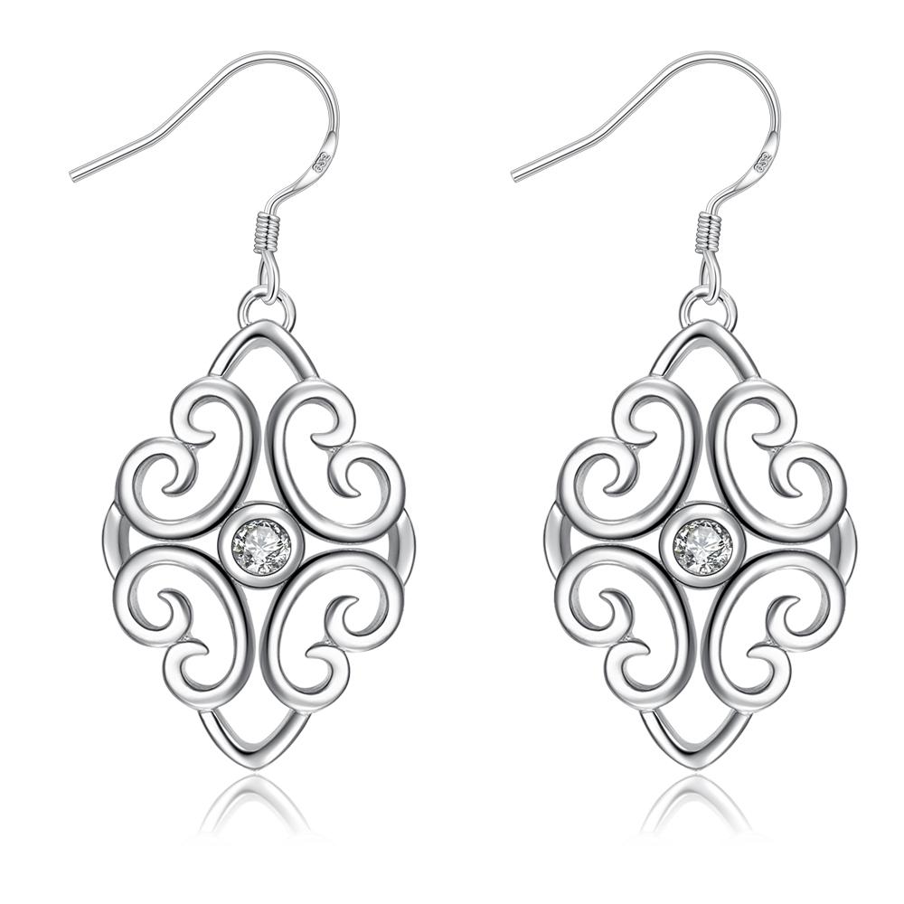 18k White Gold Plated Earring with Austrian Crystals | Silver Milo