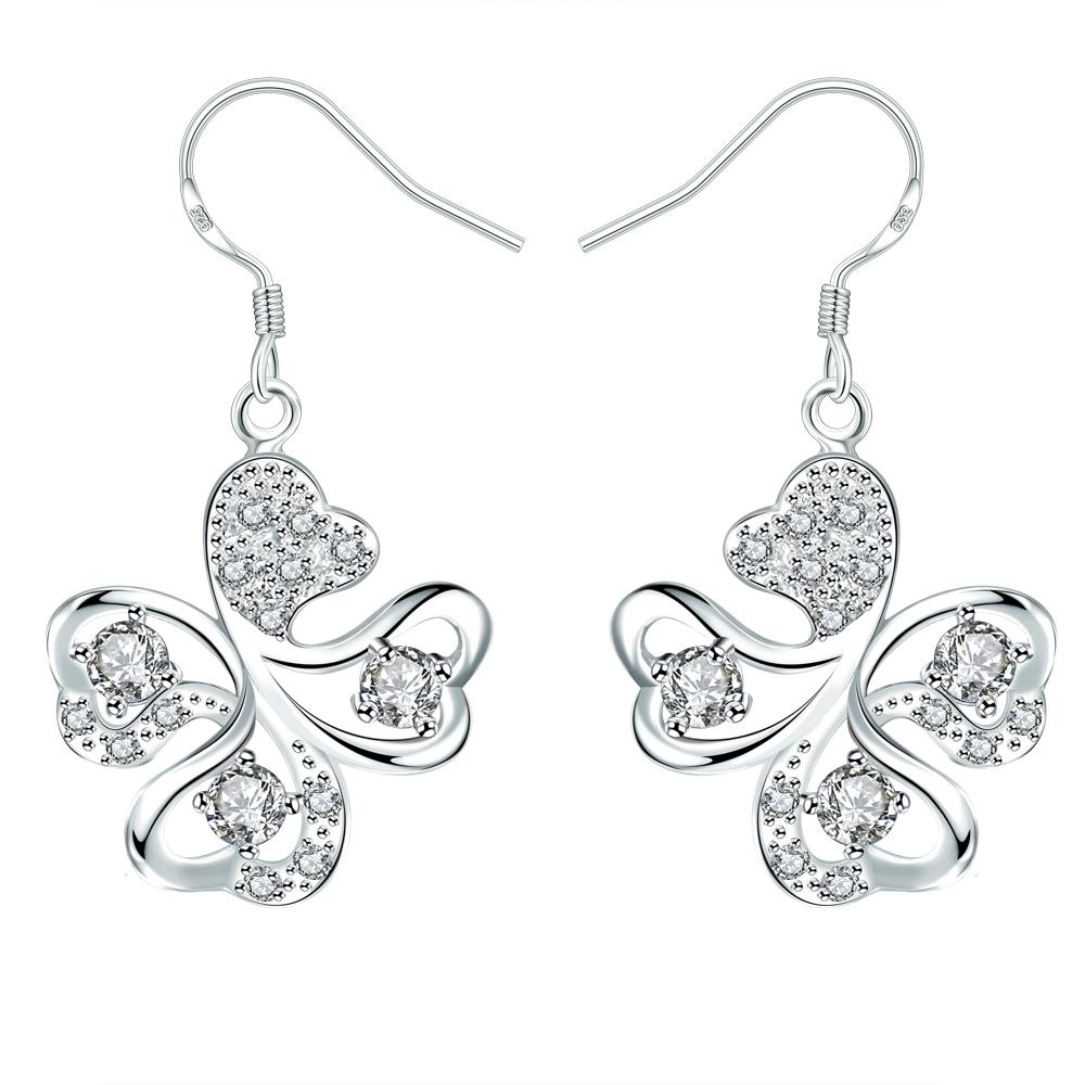 Drop Earring in 18k White Gold Plated with Austrian Crystals | Silver Milo