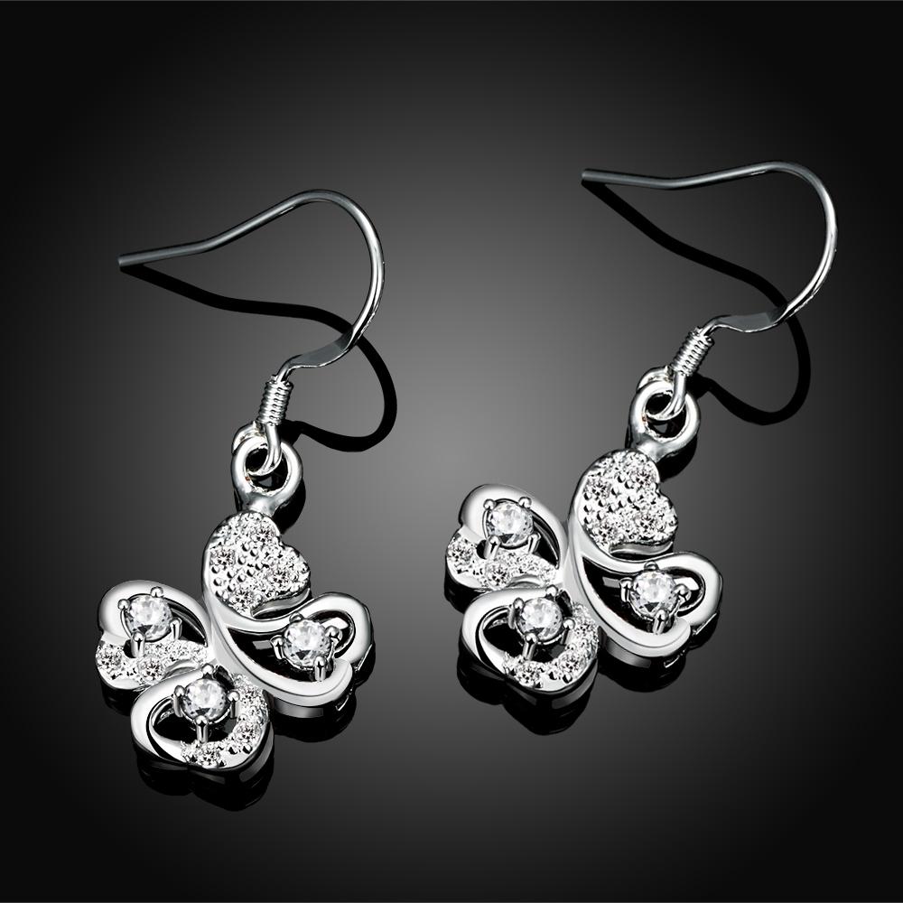 Drop Earring in 18k White Gold Plated with Austrian Crystals