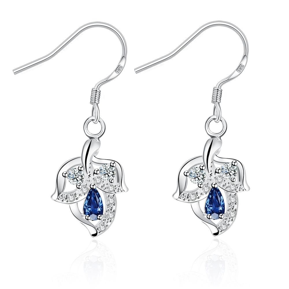 Drop Earring in 18k White Gold Plated with Austrian Crystals | Silver Milo