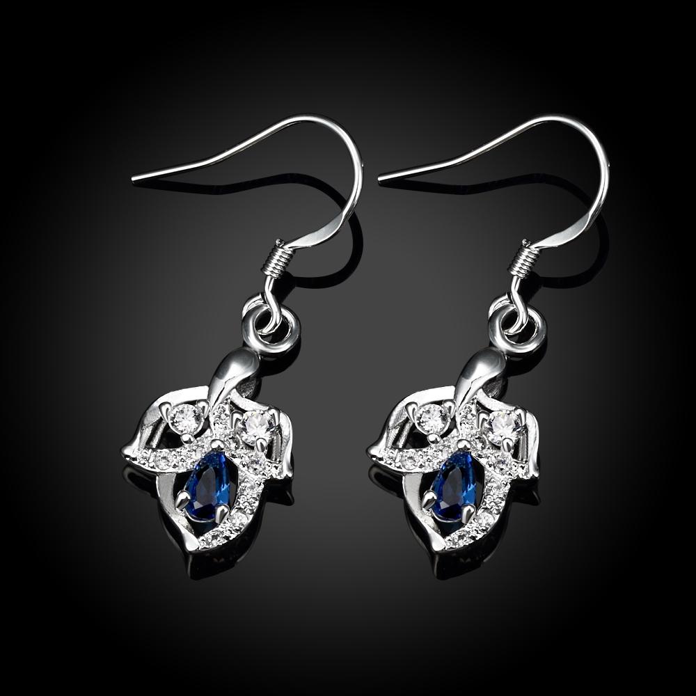 Drop Earring in 18k White Gold Plated with Austrian Crystals