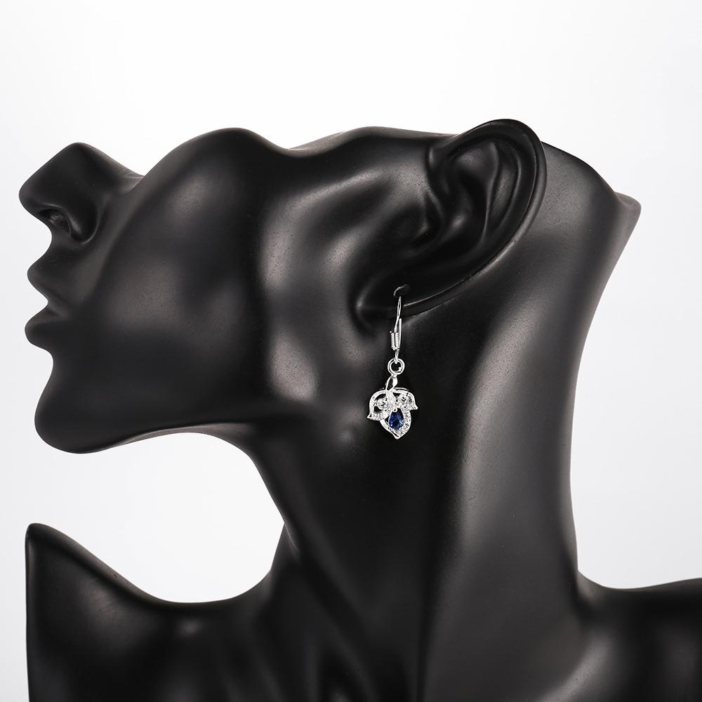 Drop Earring in 18k White Gold Plated with Austrian Crystals