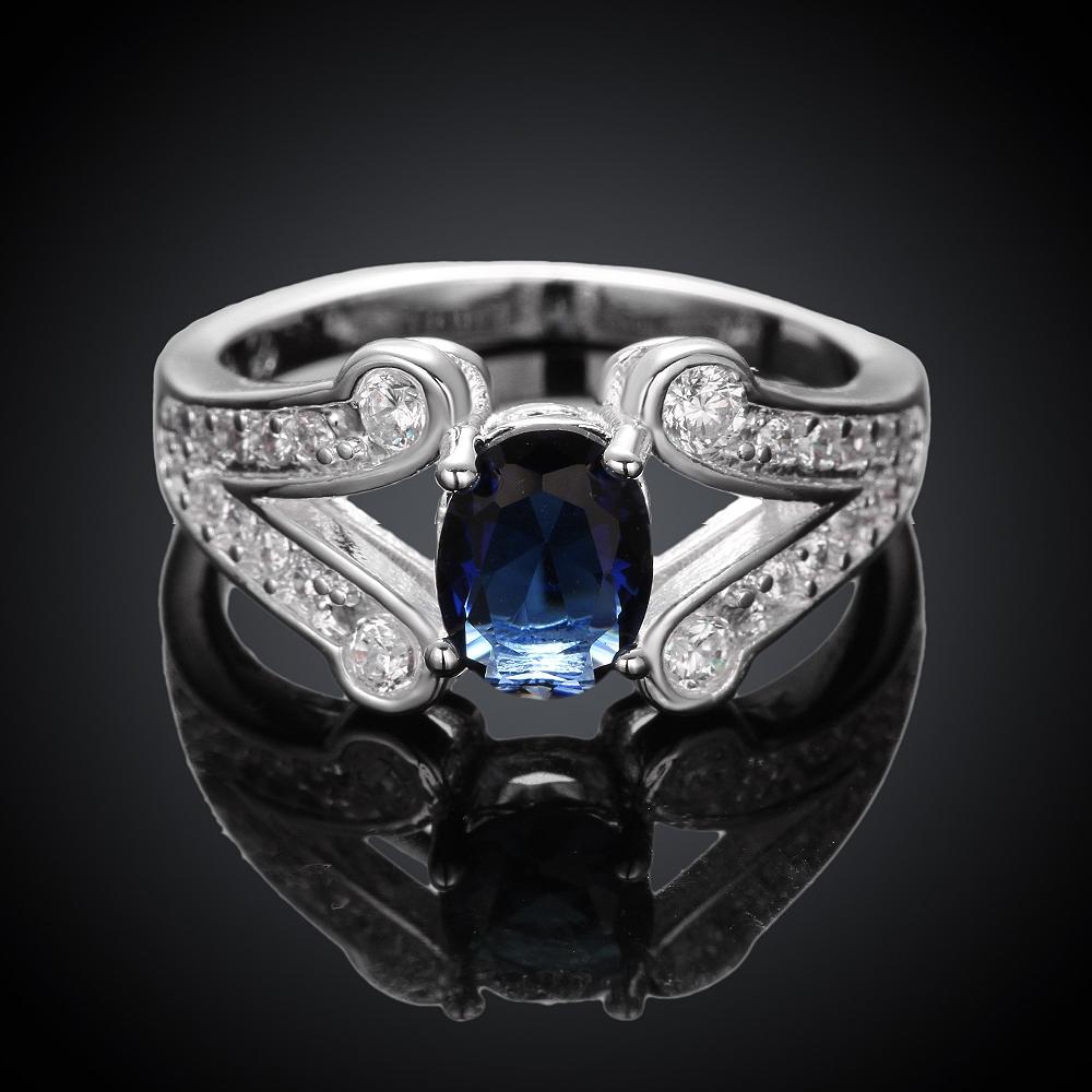 Blue  Elements Curved Cluster Dome Ring | Silver Milo