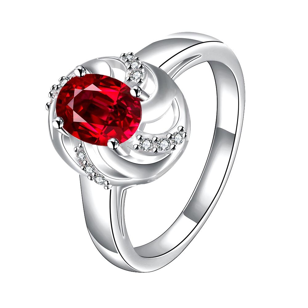 Red  Elements Princess Cut Laser Cut Swirl Silver Plating Ring | Silver Milo