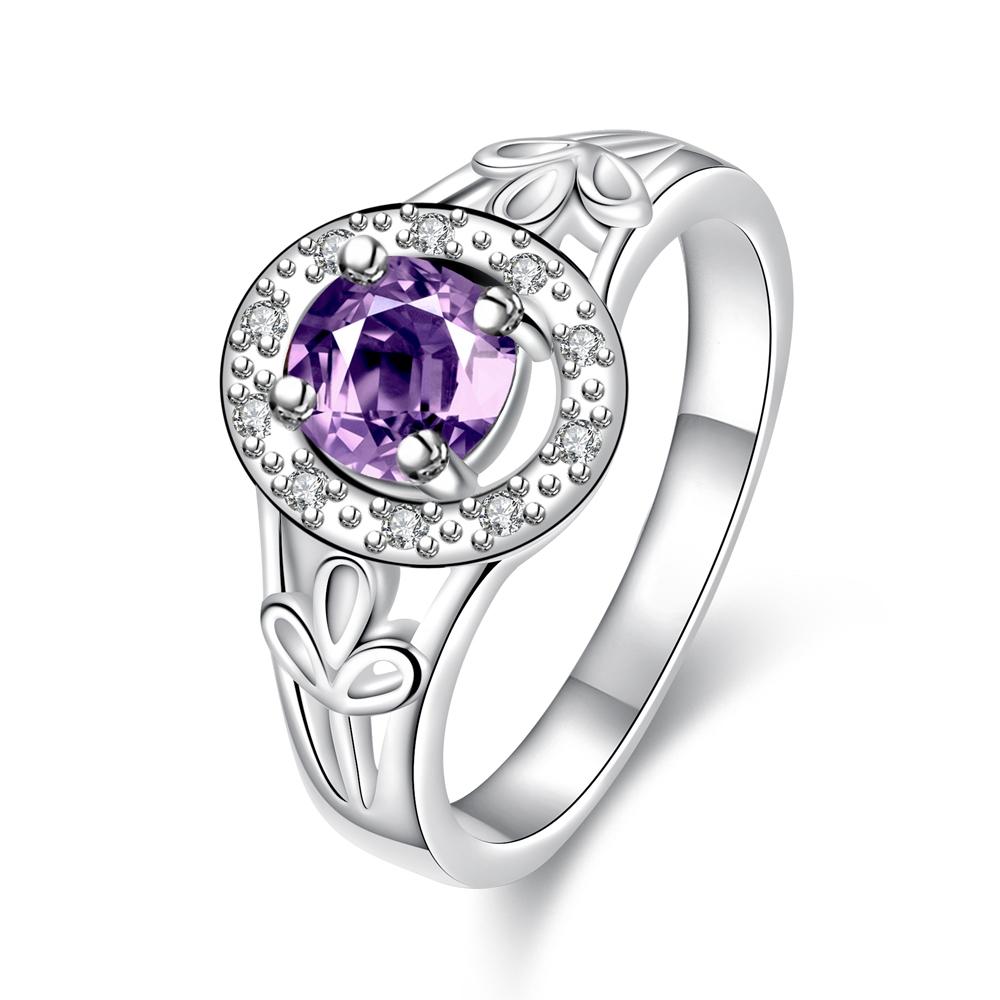 Purple  Elements Circular Halo Silver Plating Ring | Silver Milo