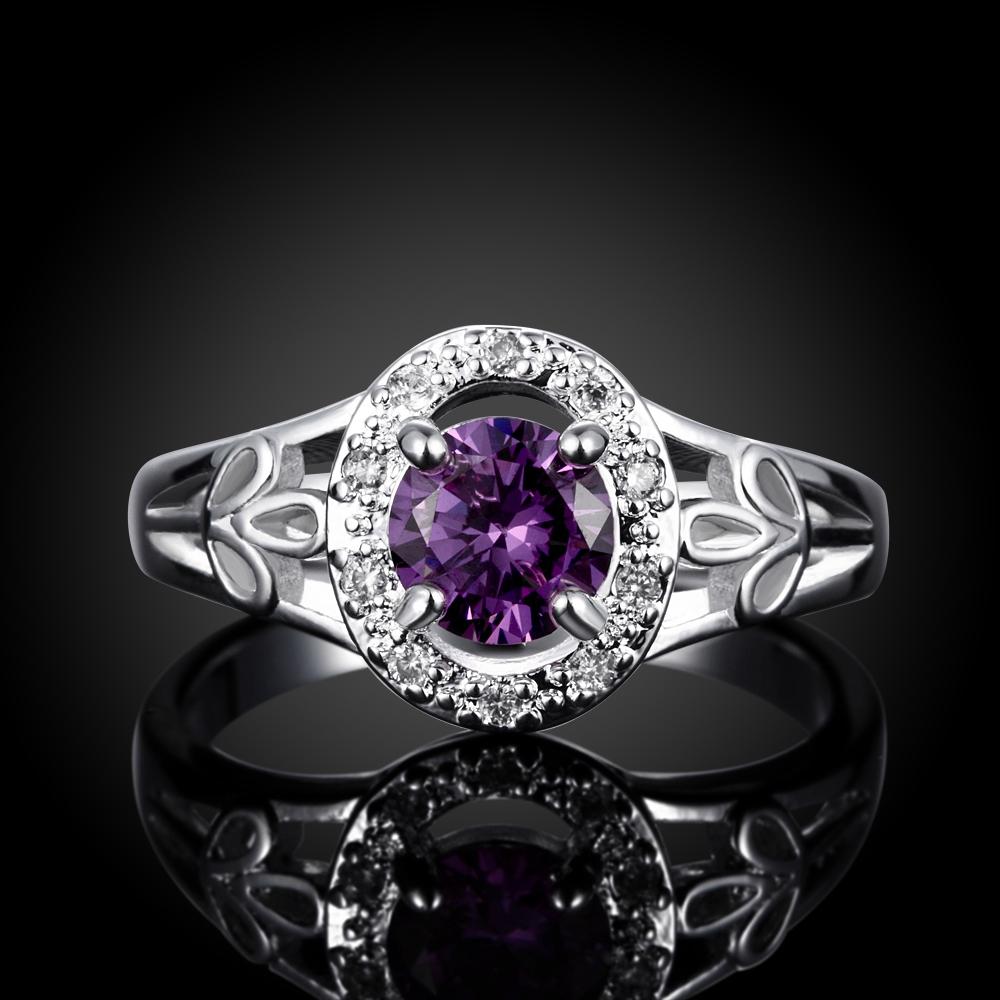 Purple  Elements Circular Halo Silver Plating Ring