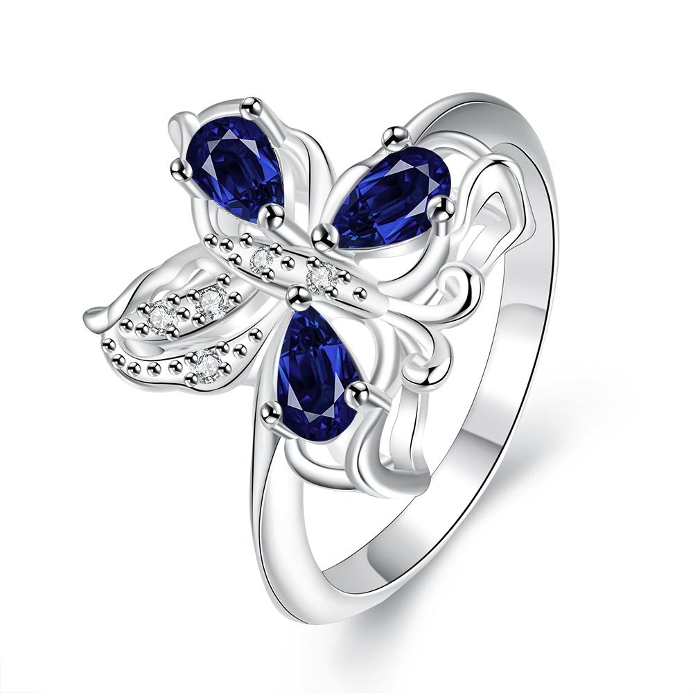 Silver Plating Blue  Elements Butterfly Statement Ring | Silver Milo