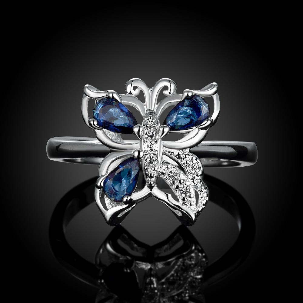 Silver Plating Blue  Elements Butterfly Statement Ring