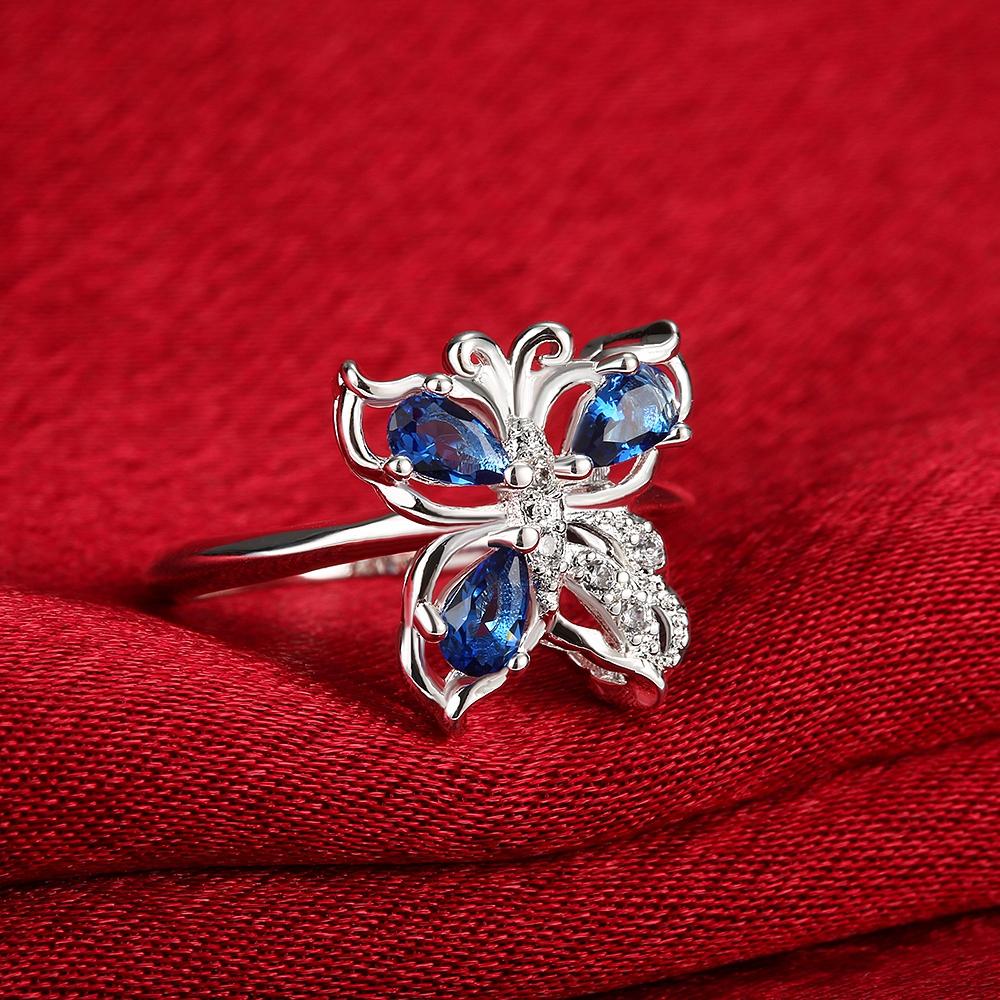 Silver Plating Blue  Elements Butterfly Statement Ring