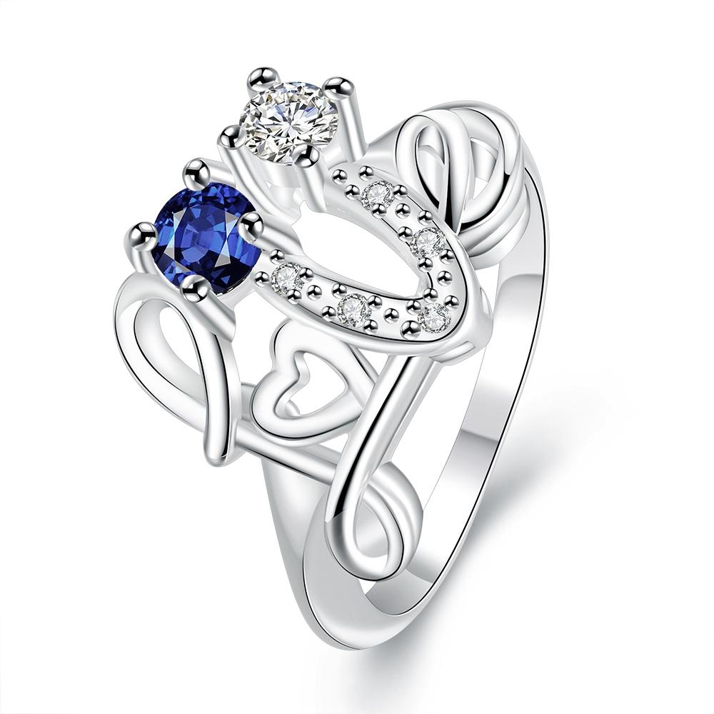 Silver Plating Blue  Elements Love Pav'e Classic Ring | Silver Milo