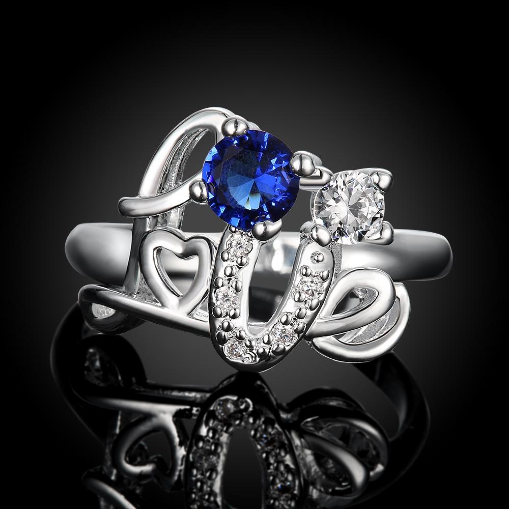 Silver Plating Blue  Elements Love Pav'e Classic Ring