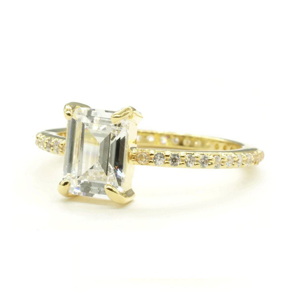 Emerald Cut Clear Cubic Zirconia Micro Pave