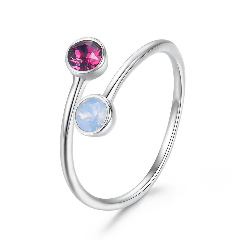 Adjustable Opal and Pink Topaz Sterling Silver Adjustable Ring | Silver Milo