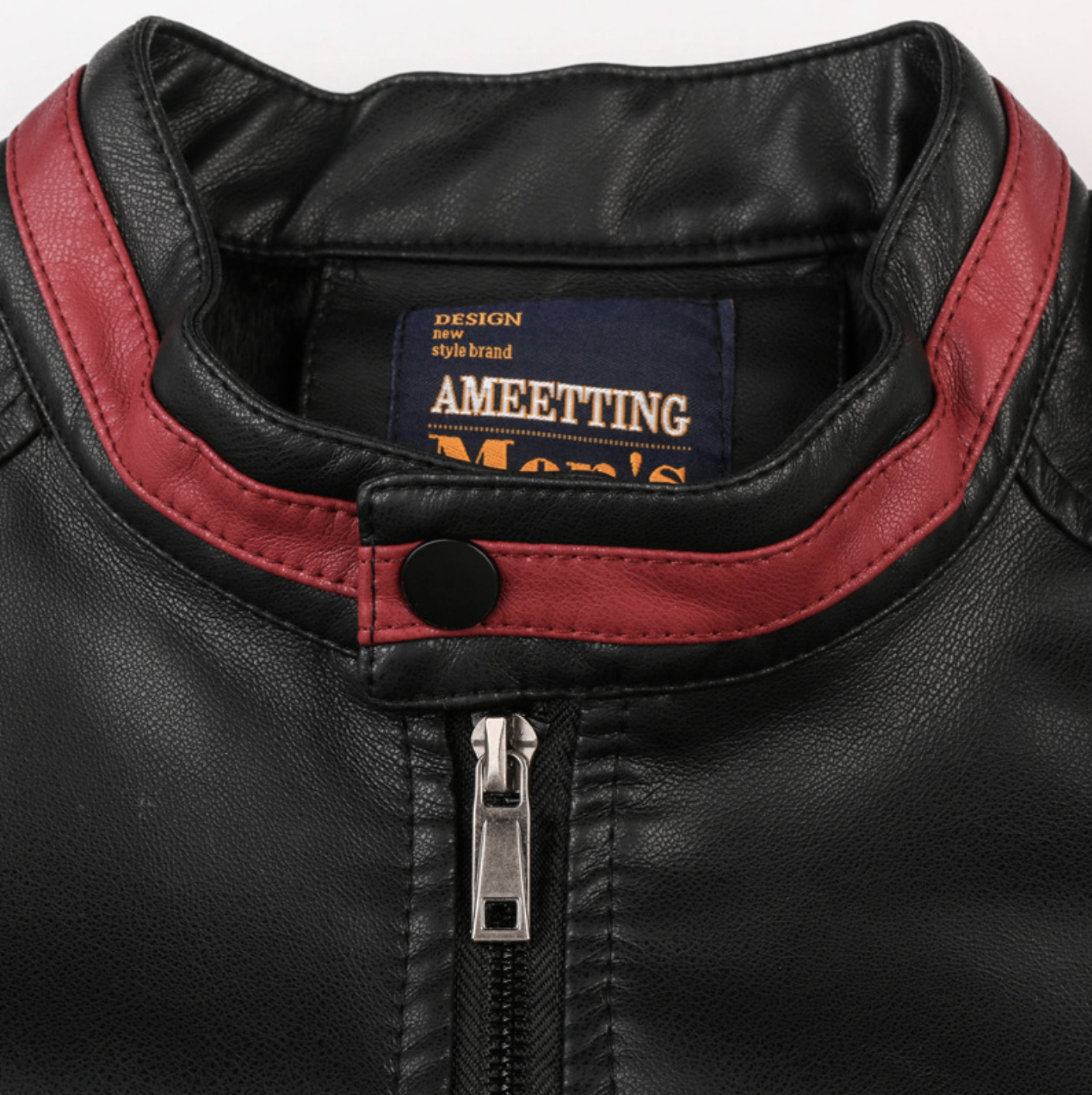Mens Biker Vegan Leather Jacket With Shoulder Details