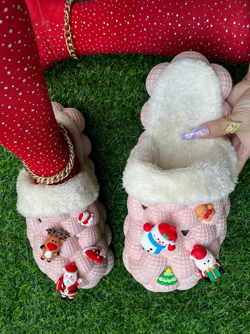 Furry House Slides for Chirstmas Funny DIY Bubble Slippers