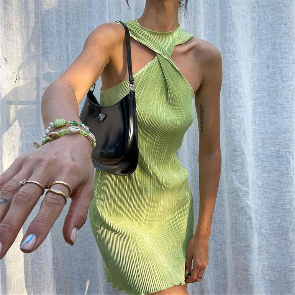 Sexy Off Shoulder Ruched Women Dress Green Dress