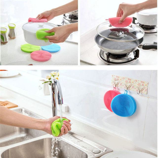 Silicone Dish Washing Sponge Scrubber Kitchen