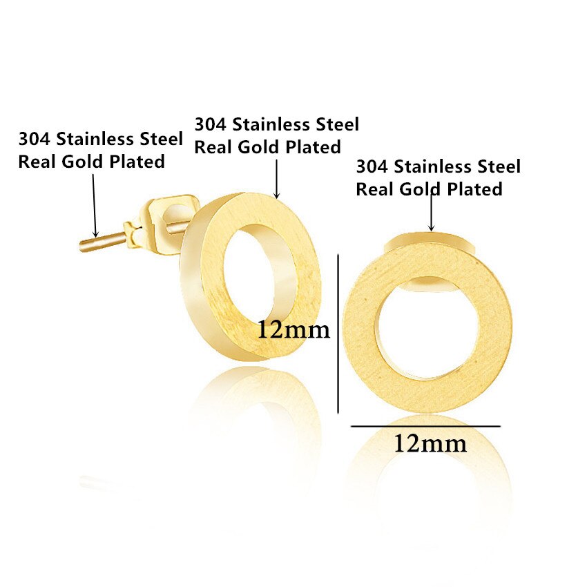 Stainless Steel Simple Round Circle Stud Earrings