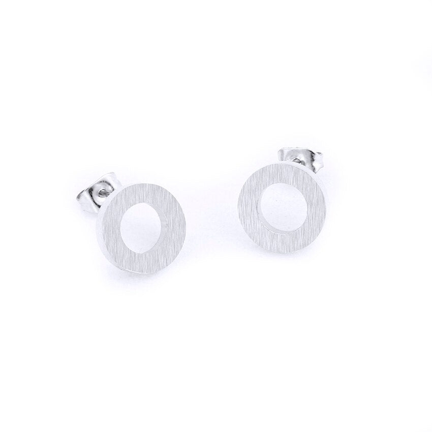 Stainless Steel Simple Round Circle Stud Earrings