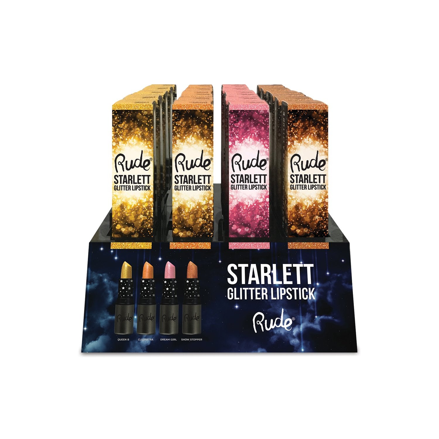 Starlett Glitter Lipstick Display Set, 48pcs | Gold Thanatos