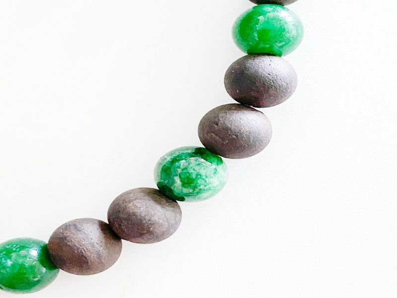 Stretch Bracelet with Ebony Blackwood and Green Quartz beads